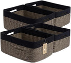 MiniArk Large Storage Baskets for Organizing, 17 x 13 x 7.5” Closet Shelf Baskets for Clothes Blanket Towels, Baby Nursery, Toy Bins Box, Woven Rope Baskets, 4 Packs Woven Brown by MiniArkStorageBasketsHome