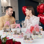 OSNIE Sweet Candy Heart Empty Gifts Baskets with Cellophane Bags and Ribbons Bows, 24 Set Colorful Tray Cardboard Gift Baskets for Romantic Things to Fill Wedding Birthday Anniversary Decor - Image 5