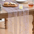 Artoid Mode 10Pcs Grayish Purple Gauze Gold Table Runner 10FT, Glitter Metallic Foil Sheer Dining Wedding Anniversary Holiday Table Decor for Home Party by ArtoidMode