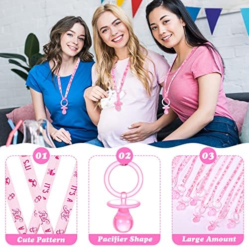CHENGU 100 Pcs Baby Shower Pacifiers Necklace Bulk,Pink - Image 2