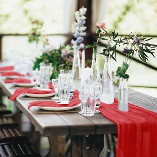 20 Pack Cheesecloth Table Runner 17 x 108 Inch, Red - Image 6