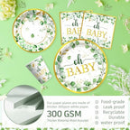 185Pcs cocomigo Sage Green Baby Shower Decorations Tableware Set, 25 Serves - Image 5