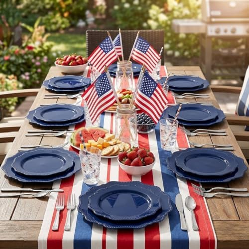 COLOSUS 60 PCS Navy Blue Plastic Plates, Premium Beaded Party Plates. - Image 5