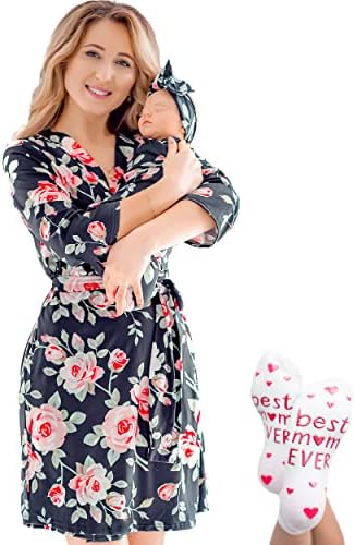 Mommy and Me Robe and Swaddle Set | Maternity Robe Matching Baby Girl, Boy by ECOBABYMadeWithLove