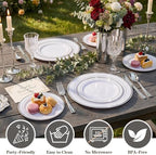 I00000 102 Pcs Silver Plastic Plates, Premium Silver Disposable Plates - Image 3