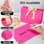 EUSOAR Gift Bags with Hanles, 25pcs 10.6"x3.1"x8.3" Hot Pink Shopping Paper Bags, Party Favor Kraft Paper Bags Thank You Gift Treat Bags Bulk for for Shopping Wedding Birthday Guests Bridal - Image 4