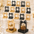 Gerrii 100 Pcs Clear Plastic Individual Cupcake Boxes 3.5" Single Cupcake Containers Transparent Ornament Gift Box with Inserts and Ribbon for Wedding Baby Shower Party Favor (Gold and Black) by Gerrii