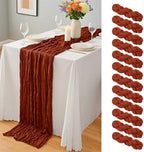 12 Pack Terracotta Cheesecloth Table Runner 10Ft, Christmas Table Runner 21.5 x 120 inch, Burnt Orange Semi Sheer Cheese Cloth Fabric Thanksgiving Runner Bulk for Wedding,Party,Bridal Shower by Yemosa