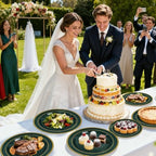 WDF Partyware 175PCS Green Plastic Plates - Green and Gold Disposable Plates 25Guests Plastic Plates with Rolled Napkins for Birthday/Party/Wedding - Image 6