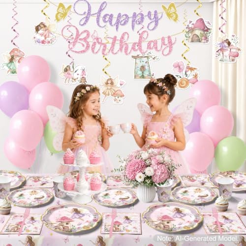 Xynic 213pcs Fairy Birthday Party Decorations for Girl, Serves 25 - Image 4