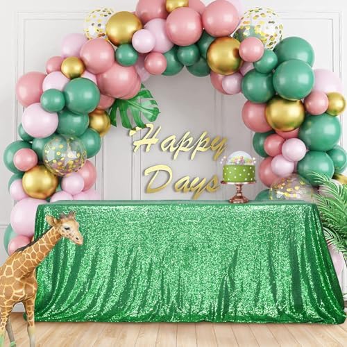 SquarePie Sequin Tablecloth 90x132 Inch Green for Wedding Party - Image 5