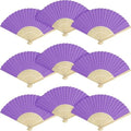50 Pieces Paper Fans Paper Hand Fan Bamboo Folding Fan Handheld Fan Paper Folded Fan Paper Fan for Wedding Party and Home Decoration (Purple) by Grosun