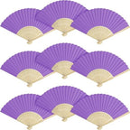 50 Pieces Paper Fans Paper Hand Fan Bamboo Folding Fan Handheld Fan Paper Folded Fan Paper Fan for Wedding Party and Home Decoration (Purple) by Grosun