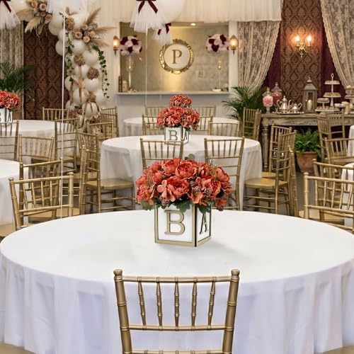 Baby Shower Centerpieces - Set of 4 White & Gold Wooden Baby Blocks - Image 6
