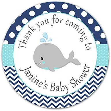 70 Stickers Birthday Baby Shower Party Gift Favor Label Blue Whale by Unknown