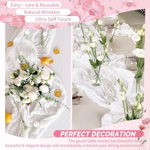 Showgeous 20 Pack White Cheesecloth Table Runner, 17 x 108 Inches - Image 6