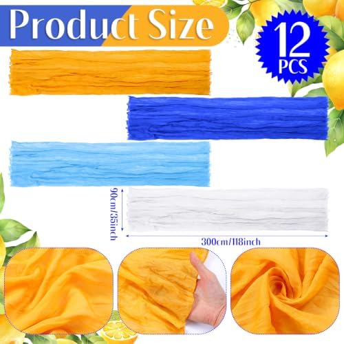 12 Pcs Amalfi Coast Party Decoration Blue Yellow Table Runner - Image 4