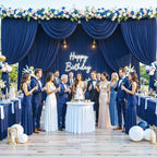 20ft x 10ft Wrinkle Free Navy Blue Wedding Backdrop Curtains for Party Bridal Shower Reception Decorations Navy Blue Fabric Curtain Backdrops Drapes for Photography Baby Shower Birthday Background - Image 2