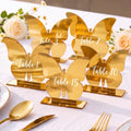 Lewtemi 15 Pcs Butterfly Gold Wedding Table Numbers 1-15 with Stands, Double Sided Mirror 4x5 Inch Acrylic Butterfly Signs Numbers for Reception, Wedding, Party, Anniversary, Events Table Decor by Lewtemi