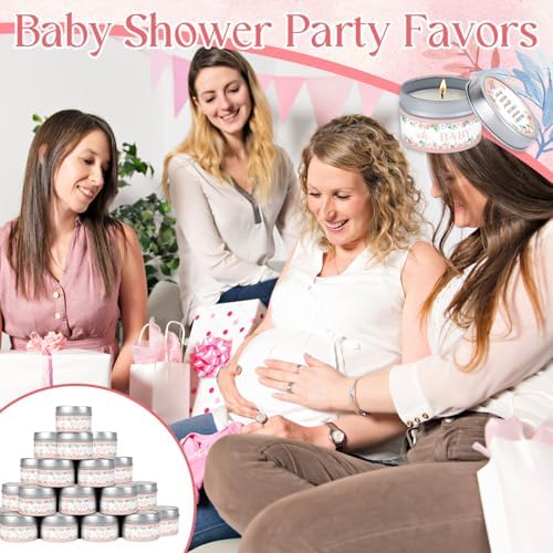50Set Baby Shower Candle Party Favors Pink Flower Lavender Scented Candles Bulk Favors for Guests Girl Boy Baby Shower Gender Reveal Party Gifts (Pink Flower) - Image 5