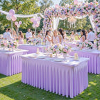 8 Pack Purple Table Cloth for 6 Foot Rectangle Tables Spandex Fitted Tablecloth 6ft Stretch Table Covers Skirt Purple Banquet Tablecloths Wrinkle Free Tablecloth for Party Wedding Birthday Event - Image 3