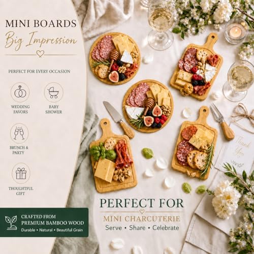 Maxcheck 36 Sets Baby Shower Cheese Board for Guests Bamboo Knife Fork - Image 6