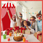 6 FT Carnival Circus Theme Arch Backdrop Cover Circus Tent Red White Stripe - Image 7