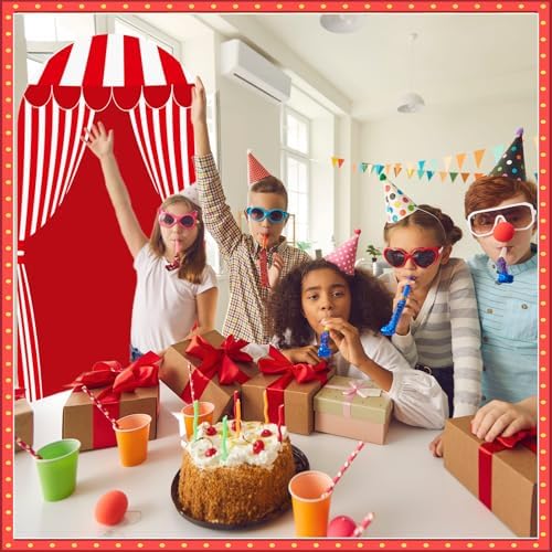 6 FT Carnival Circus Theme Arch Backdrop Cover Circus Tent Red White Stripe - Image 7