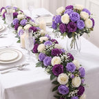 Geosar 8 Bundles Artificial Peonies Flowers,Mixed Purple, White - Image 3