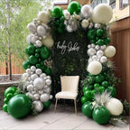 Black Green White Balloon Garland Double Stuffed Latex Emerald Green Sand White Cream Grey Pearl Balloon Arch Different Sizes for Wedding Graduation Baby Shower Wild One Birthday Jungle Party Decor - Image 7