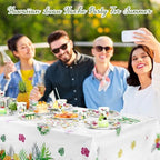 Funnymoom 452 Pcs Hawaiian Luau Party Decoration for 50, Tropical Aloha Paper Plate Napkin Cup Tablecloth Cutlery Palm Leaf Hibiscus Disposable Tableware for Summer Beach Floral Birthday Party Supply - Image 5