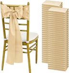 YMHPRIDE 60 PCS Champagne Satin Chair Sashes, 7x108 Inch Ties Chair Bows by YMHPRIDE