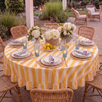 Tudomro Striped Tablecloth, Round, Mustard, Ivory, 60'' X 60'' - Image 7