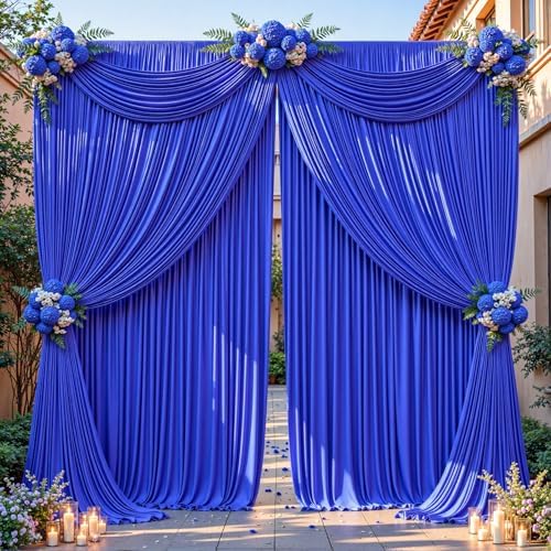 16ftx10ft Wrinkle Free Royal Blue Backdrop Curtain - 10 Feet Photography Backdrop Drapes, Silky Polyester Back Drop Cloth for Wedding Baby Shower Balloon Arch Background by Unknown