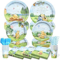300 Pcs Winnie Bear Baby Shower Plates and Napkins Tableware Set, Plates Napkins Cups Straws and Forks Sets, Winnie Baby Shower Decorations Birthday Party Supplies, Serves 50 Guests by Unknown