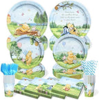 300 Pcs Winnie Bear Baby Shower Plates and Napkins Tableware Set, Plates Napkins Cups Straws and Forks Sets, Winnie Baby Shower Decorations Birthday Party Supplies, Serves 50 Guests by Unknown