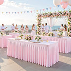 2 Pack Pink Table Cloth for 8 Foot Rectangle Tables Spandex Fitted Tablecloth 8ft Stretch Table Covers Skirt Pink Banquet Tablecloths Wrinkle Free Tablecloth for Party Wedding Birthday Event - Image 2