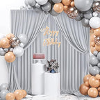 20ft×10ft Silver Grey Wrinkle Free Backdrop Curtains for Parties, 4 Panels 5×10ft Thick&Silky Polyester Silver Photo Backdrop Drapes Curtains for Birthday Party Baptism Photography Home Decor - Image 6