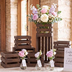 6 Pcs Wooden Vase for Centerpieces Vintage Wood Storage Crates Boxes Design Farmhouse Decorative Wedding Flower Baskets Table Centerpieces Woodland Party for Baby Shower Art Craft (Retro) by RimCereal