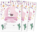 Pack of 30 Llama Kids Birthday Invitations, Boys or Girls Invite, Alpaca Cactus Sleepover Themed, Children or Toddlers Baby First or 1st Bday Theme Supplies,Fill in the Blank Cards by Inkdotpot