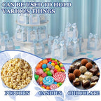 ForraFun 100 Sets Floral Wedding Favor Boxes with Pearl Pendant Bow, Blue - Image 6