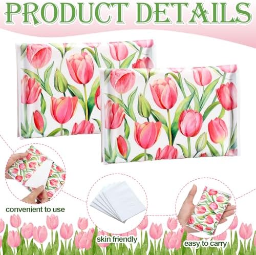 PerKoop 100 Pack Pocket Tissues Travel Slim Packs Small Facial Tissues Wallet Size Toilet Paper for Travel Guest Wedding Supplies, 4 Styles (Tulip) - Image 3