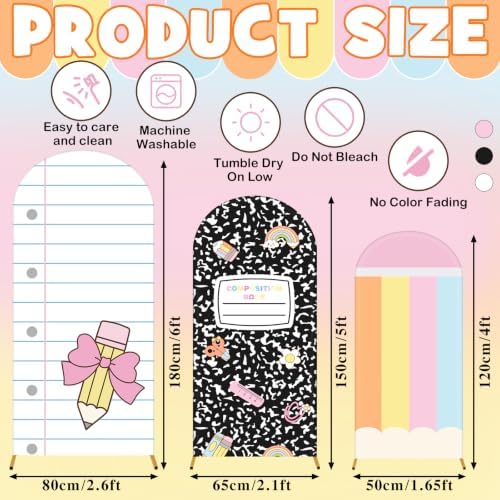 Moukeren 3 Pcs Back to School Themed Arch Backdrop Cover 4ft 5ft 6ft Decor - Image 4