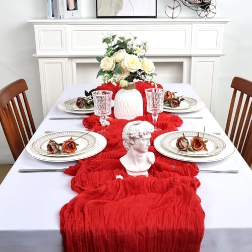 12 Pack 23 x 120 Inch Red Table Runner 10Ft Cheesecloth - Image 3