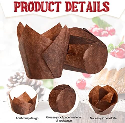 Potchen 800 Pcs Tulip Cupcake Muffin Liners,Solid,Classic Style - Image 3