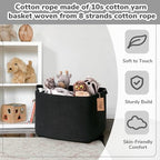 Goodpick 50L Large Woven Rope Storage Basket with Handles, Black - Image 4