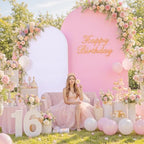 White Pink Arch Backdrop Cover Set of 2-7.2ft 6ft Dual Color Wedding Arch Cover-Wrinkle Free Stretchy Spandex Fitted Chiara Arch Stand Cover for Birthday Party Baby Shower Photo Photography - Image 3