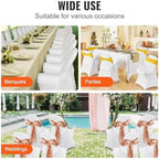 VEVOR 100 Pcs Stretch Spandex Folding Chair Covers Universal Fitted White - Image 6
