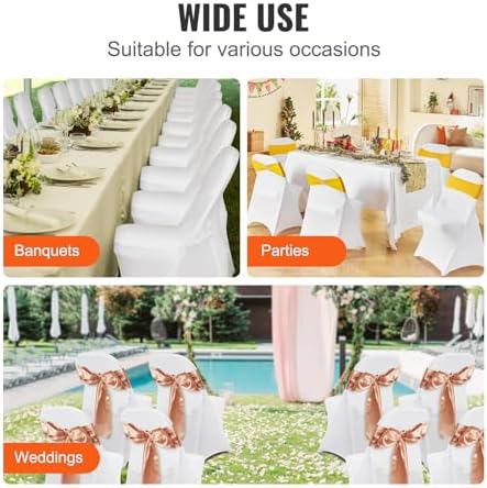 VEVOR 100 Pcs Stretch Spandex Folding Chair Covers Universal Fitted White - Image 6