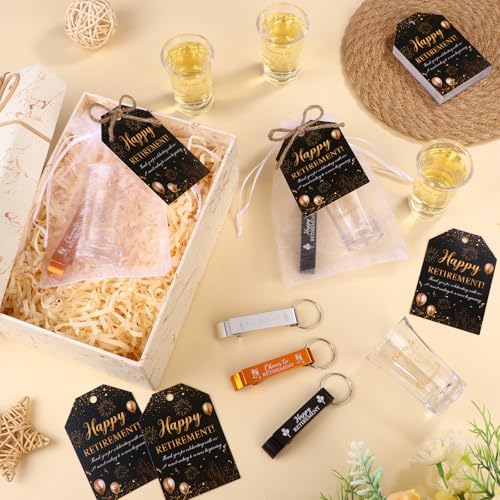 36 Sets Cheers to Retirement Acrylic Shot Glasses Retirement Cups Bulk with Bottle Opener Keychains Thank You Cards Bags, Retirement Party Favors for Guests Souvenirs Gifts Party Decorations - Image 6